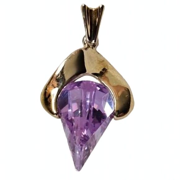 Amethyst and Gold Pendant, Unique and rare - Picture 1 of 7